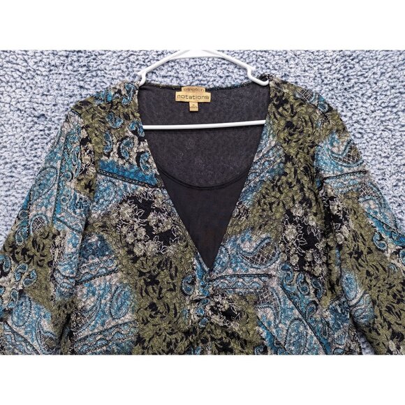 Y2K Notations Stretch Paisley Babydoll Top Size XL Boho Artsy Fairy Grunge 90s - Picture 3 of 11